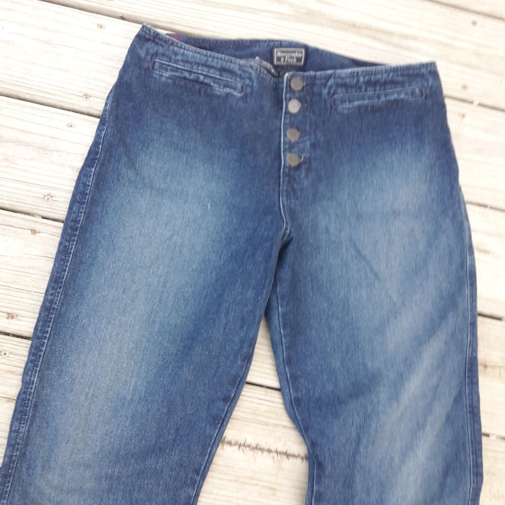 Vintage Bell Bottom Jeans Button Fly VTG 90s Cotton Denim Abercrombie & Fitch 6 - Picture 11 of 13